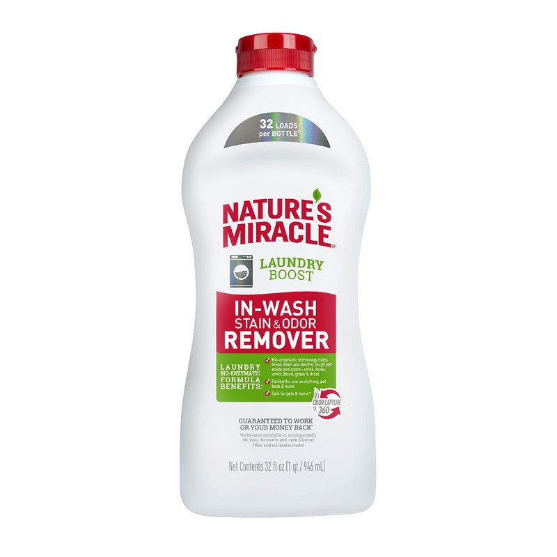 Nature's Miracle Nature’s Miracle Laundry Boost In-Wash Stain and Odor Remover, 32 Ounces, Laundry Stain and Odor Removing Additive For All Machines - Image 1