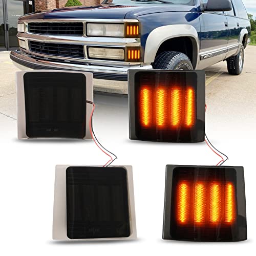 Bestview Front Corner Light Assembly Kit Compatible with 1994-1998 Chevy 1500 2500 3500 C/K C10 Silverado Tahoe Suburban Smoked Len 4Pcs - Image 1