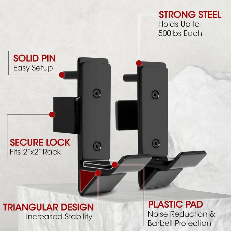 Yes4All Power Rack J-Hooks & Attachments – Heavy Duty Barbell Holders Compatible with 2x2 & 3x3 Power Racks for Home Gym - Image 5