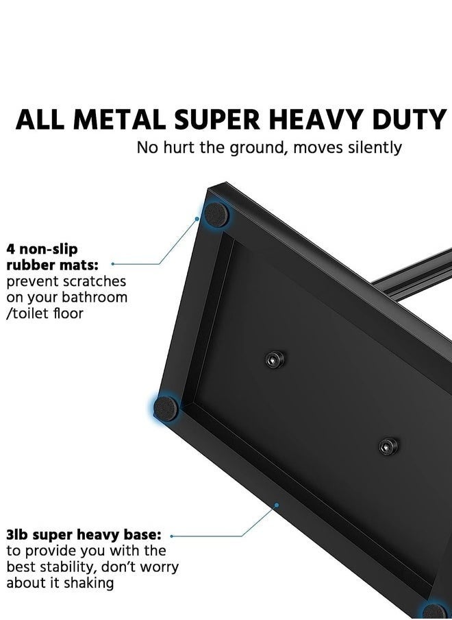 Generic - Black Floor Standing Toilet Paper Holder with Mobile Phone Holder + Freestanding Dispenser, Bathroom Toilet Vertical Paper Towel Roll Holder with Storage Rack - Image 1