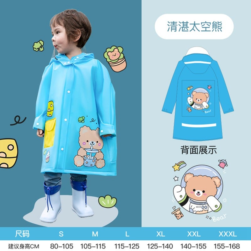 Children'S Raincoat Female Full Body Suit Baby Children'S Poncho Korean Primary School Students With School Bag And Older Children'S One-Piece - Image 1