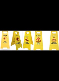 ABBASALI Portable Outdoor Folding Self Standing Floor Signs (Yellow) (Man At Work)  - Image 1