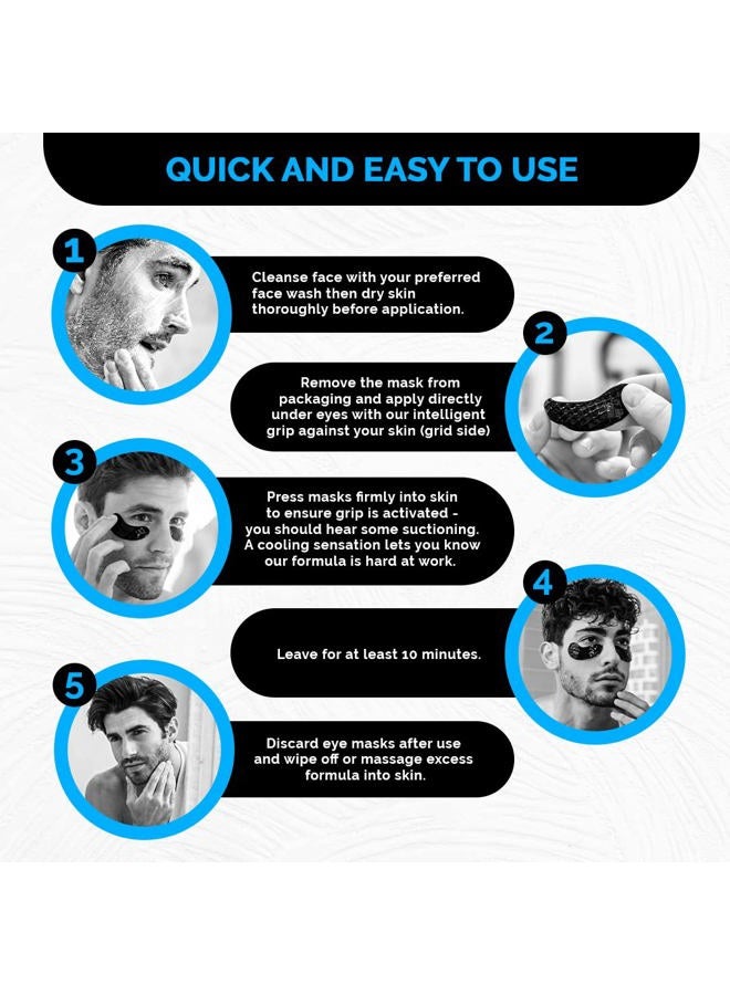 BLU42 Activated Charcoal Under Eye Masks For Men - Bright Eye Fatigue Defense Eye Patches, Removes Dark Circles, Wrinkles, and Puffiness - Hydrating, Anti-Aging, Anti-Wrinkles - 5 Treatments - Image 4