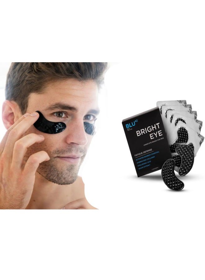 BLU42 Activated Charcoal Under Eye Masks For Men - Bright Eye Fatigue Defense Eye Patches, Removes Dark Circles, Wrinkles, and Puffiness - Hydrating, Anti-Aging, Anti-Wrinkles - 5 Treatments - Image 1