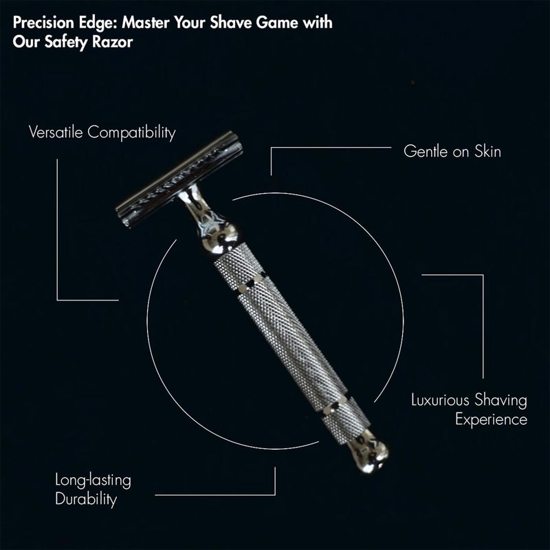 PINK WOOLF Safety Razor for Men, Double Edge Close Comb for Sensitive Skin, Daily Shave, Beginner Friendly Single Blade Metal Razor, CC87 Chrome with 10 Blades - Image 4