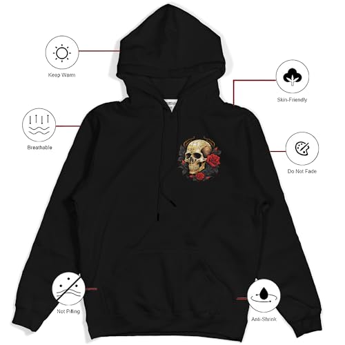 fanideaz Cotton Blend Mens Regular Hooded Neck Hoodie Skull Printed_Black_L - Image 5