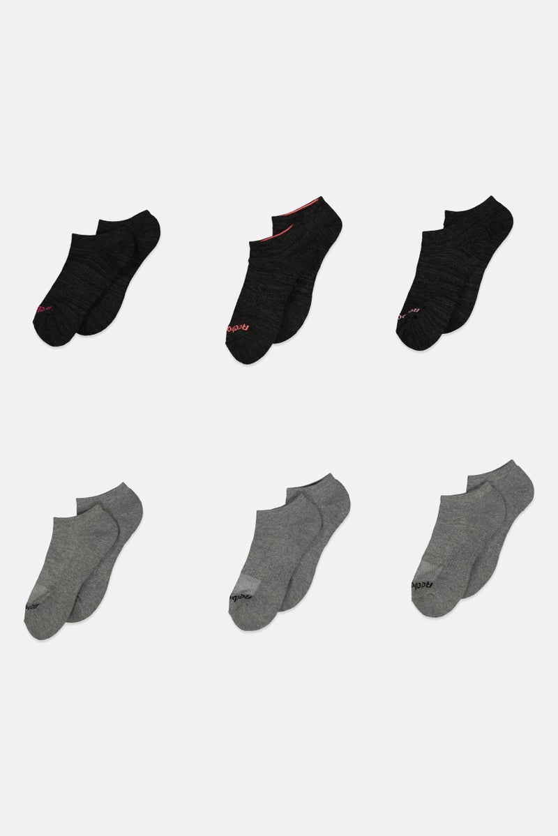 Reebok Women 6 Pairs Brand Logo Low Cut Socks, Grey - Image 1