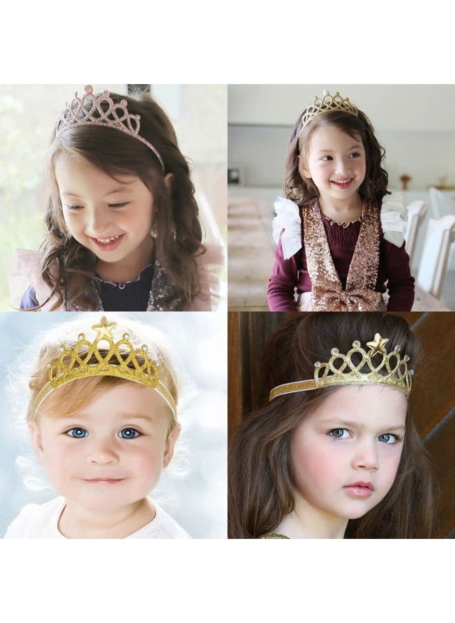 DonLeeving - 6 PACK Glitter Tiara Headbands for Girls, Elastic Princess Crown Hair Bands for Toddlers - Image 1