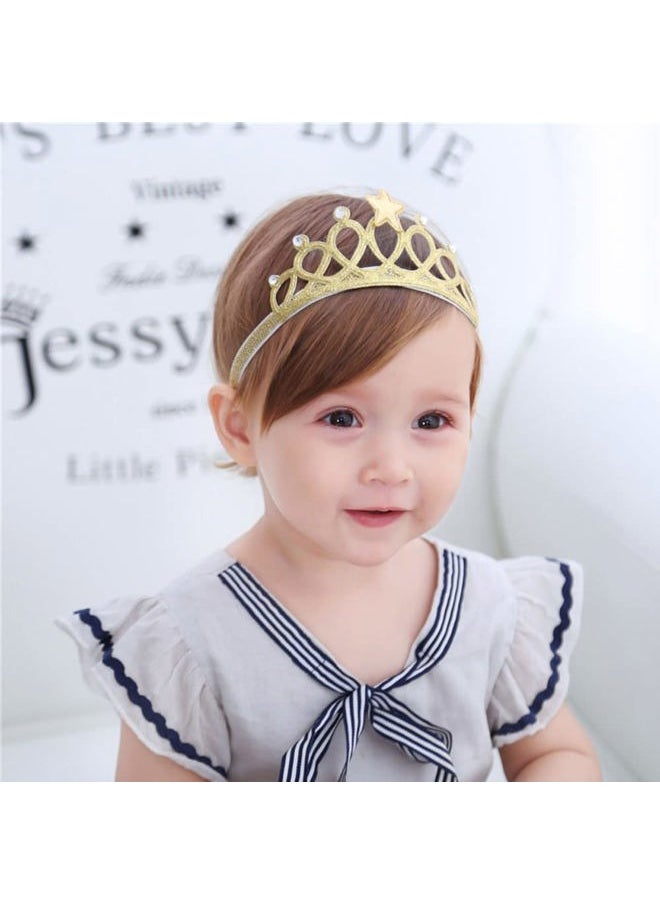 DonLeeving - 6 PACK Glitter Tiara Headbands for Girls, Elastic Princess Crown Hair Bands for Toddlers - Image 1