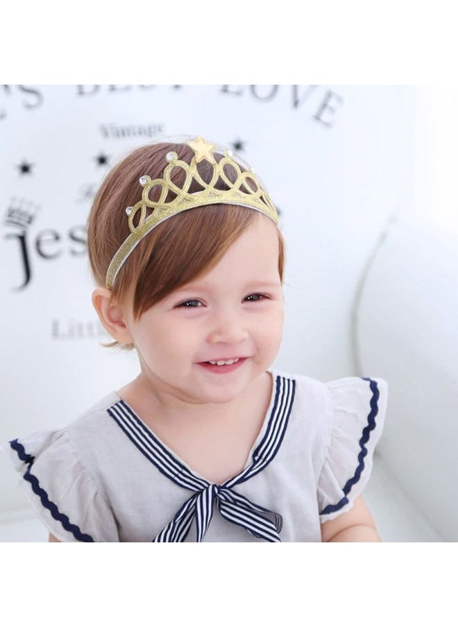DonLeeving - 6 PACK Glitter Tiara Headbands for Girls, Elastic Princess Crown Hair Bands for Toddlers - Image 1