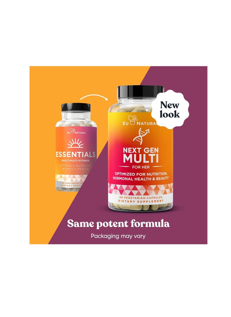 Eu Natural Essentials Multivitamin for Women – 22 Optimized Vitamins for Immunity, Beauty, Brain, Energy, Bones and Heart – Vitamin C, D, E, K, Iron, B6 and DHA - 60 Vegetarian Soft Capsules  - Image 5