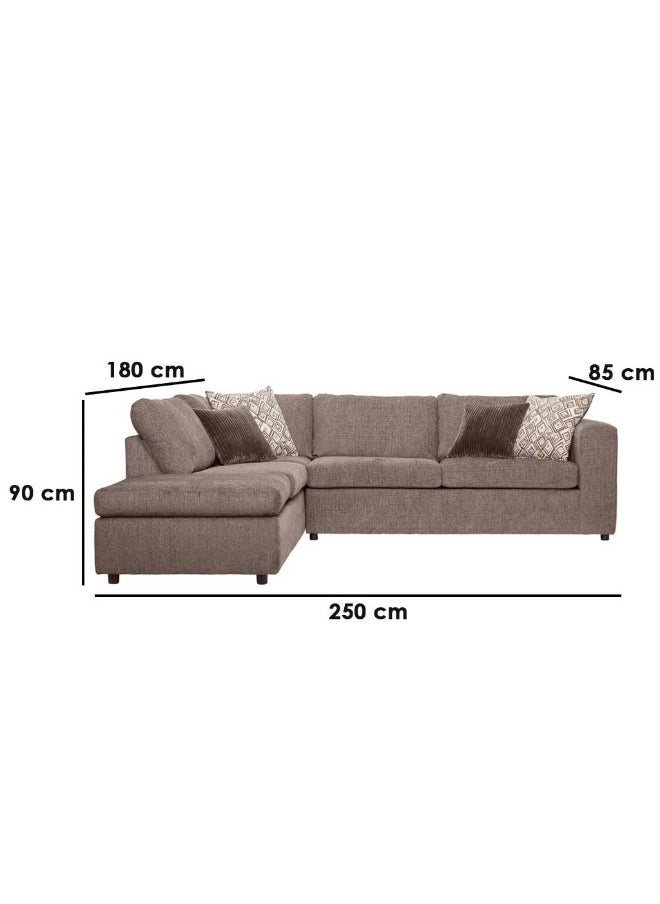 Homzmart - Swedish Wood and Chenille L-Shape Sofa - Brown - Image 1