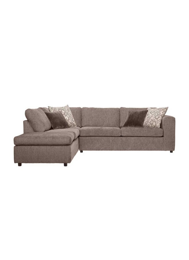 Homzmart - Swedish Wood and Chenille L-Shape Sofa - Brown - Image 1