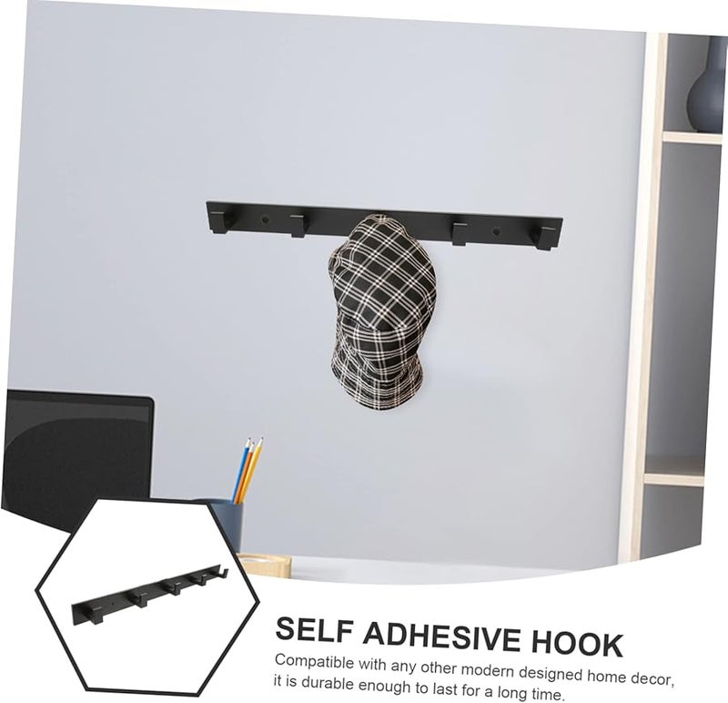 Self Adhesive Bathroom Wall Hooks No Damage Sticky Towel Coat Hooks Black 4 Pack - Image 3