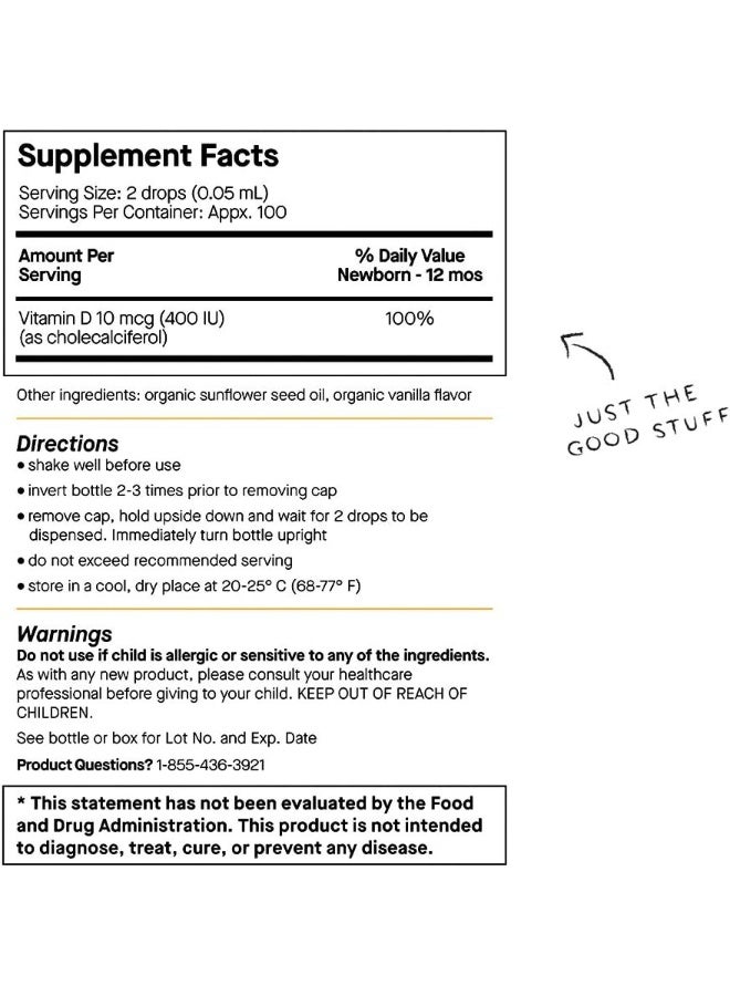 Genexa Genexa Infants Vitamin D Drops - 90 Servings - Promotes Healthy Growth - Organic, Gluten Free & Non-GMO  - Image 2