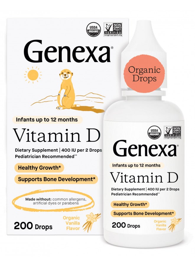 Genexa Genexa Infants Vitamin D Drops - 90 Servings - Promotes Healthy Growth - Organic, Gluten Free & Non-GMO  - Image 1