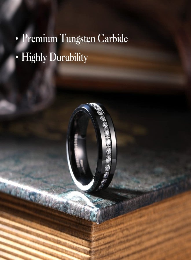 King Will Tungsten Carbide Wedding Band for Men - 8mm Black Plated High Polished Cubic Zircon Stones Comfort Fit Mens Ring for Wedding,Engagement and Anniversary 11 - Image 2