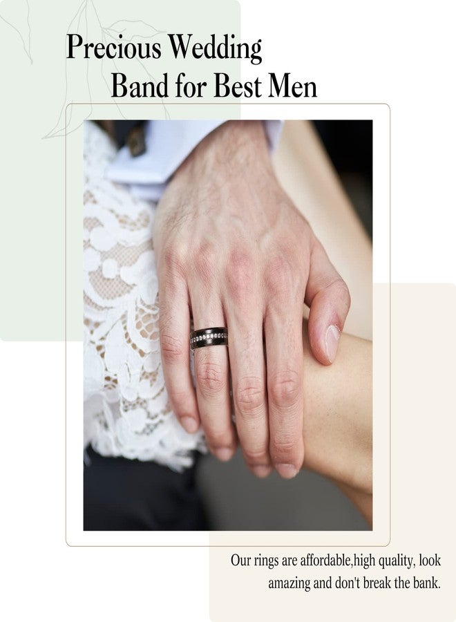 King Will Tungsten Carbide Wedding Band for Men - 8mm Black Plated High Polished Cubic Zircon Stones Comfort Fit Mens Ring for Wedding,Engagement and Anniversary 11 - Image 4