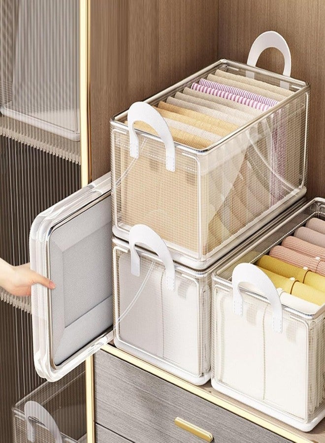 HOMENITY® Transparent PVC Clothes Storage Box with Lid, Steel Frame Wardrobe Organiser, Foldable, Waterproof, 26 Litre - Image 1