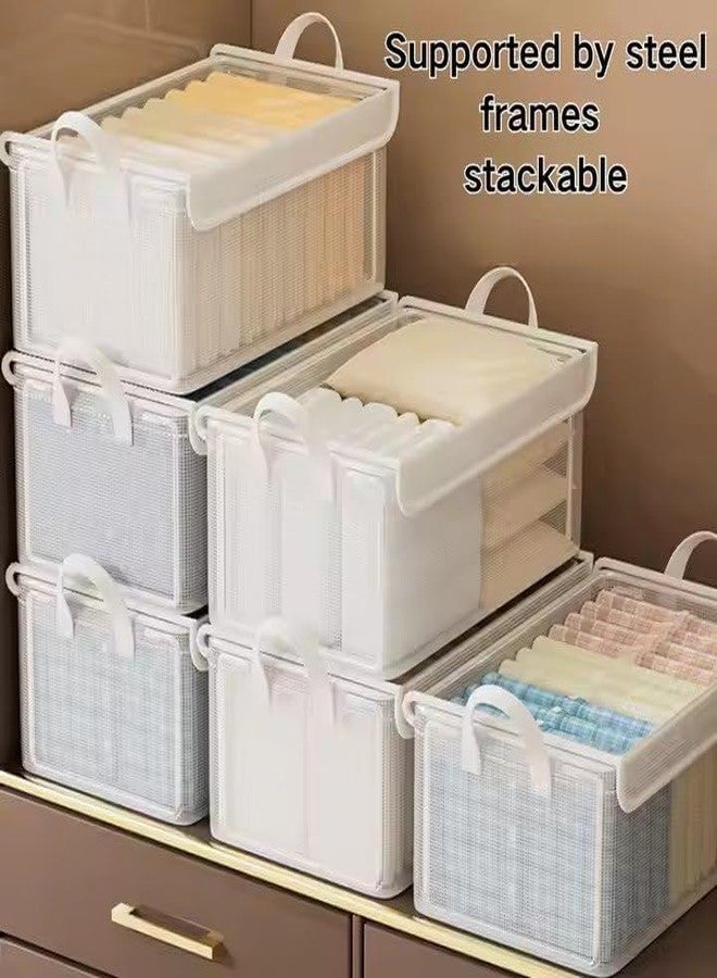 HOMENITY® Transparent PVC Clothes Storage Box with Lid, Steel Frame Wardrobe Organiser, Foldable, Waterproof, 26 Litre - Image 4