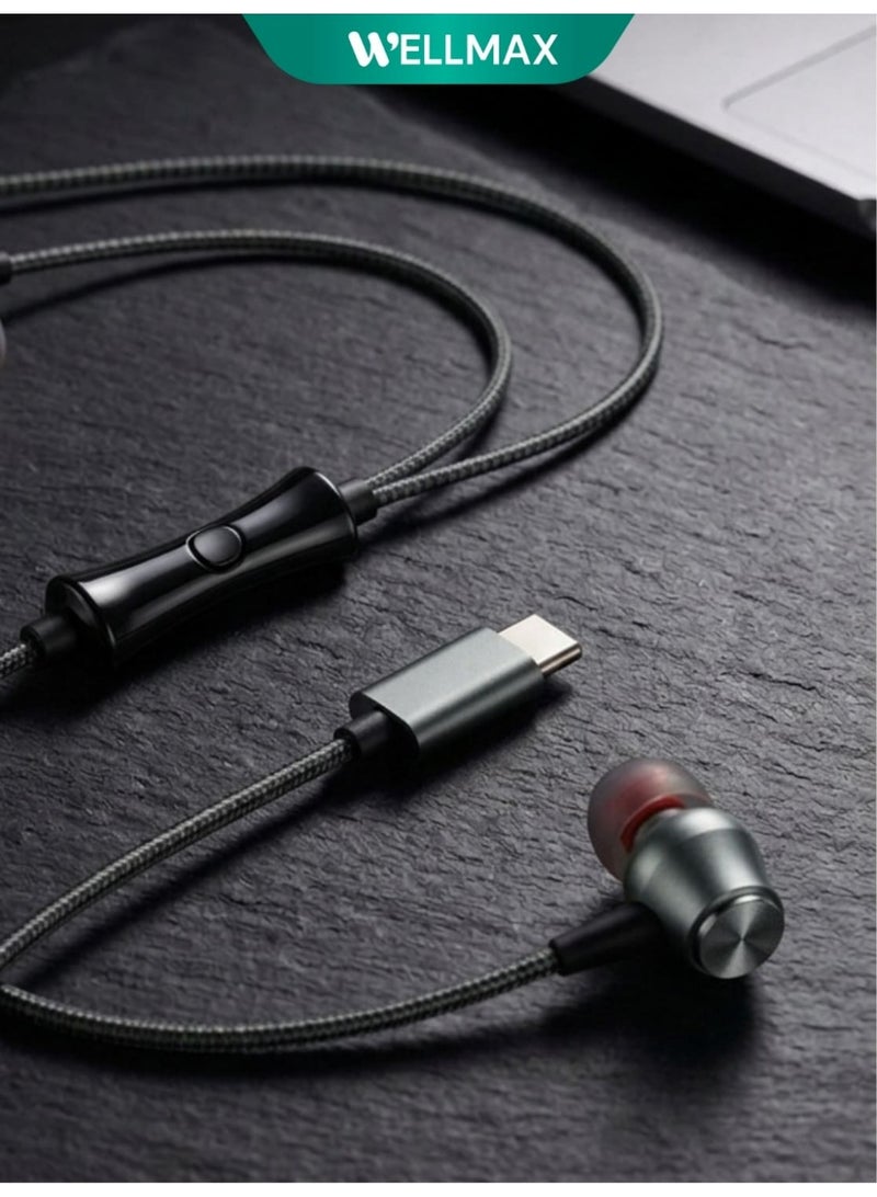 WELLMAX WM Type C Wired Earphones with Mic Pure Voice USB C Headphones Clear Sound for Android Samsung In-Ear Comfortable Headset for Calls Music Gaming - Image 4