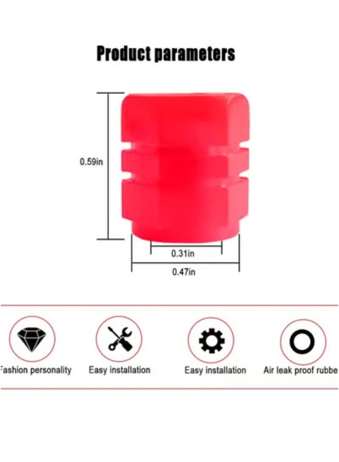 general 4 PCS Fluorescent Tire Valve Stem Caps,Glow in The Dark Car Wheel Air Valve Covers for Universal Car, Bicycle,Luminous Car Exterior Accessories, Cool Noctilucous (Red) - Image 4