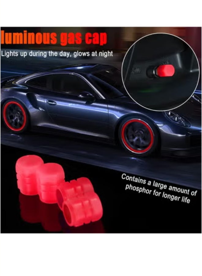 general 4 PCS Fluorescent Tire Valve Stem Caps,Glow in The Dark Car Wheel Air Valve Covers for Universal Car, Bicycle,Luminous Car Exterior Accessories, Cool Noctilucous (Red) - Image 5