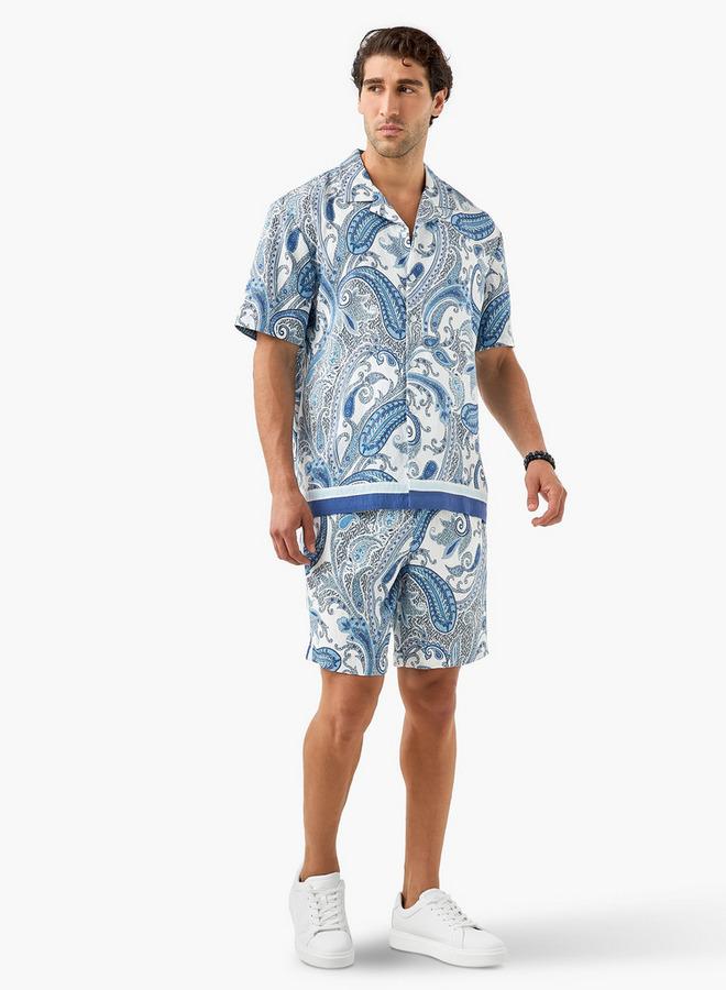 ايكونيك شورت بطبعة بيزلي أيقونية برباط وجيوب - Image 2