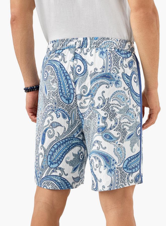 ايكونيك شورت بطبعة بيزلي أيقونية برباط وجيوب - Image 3