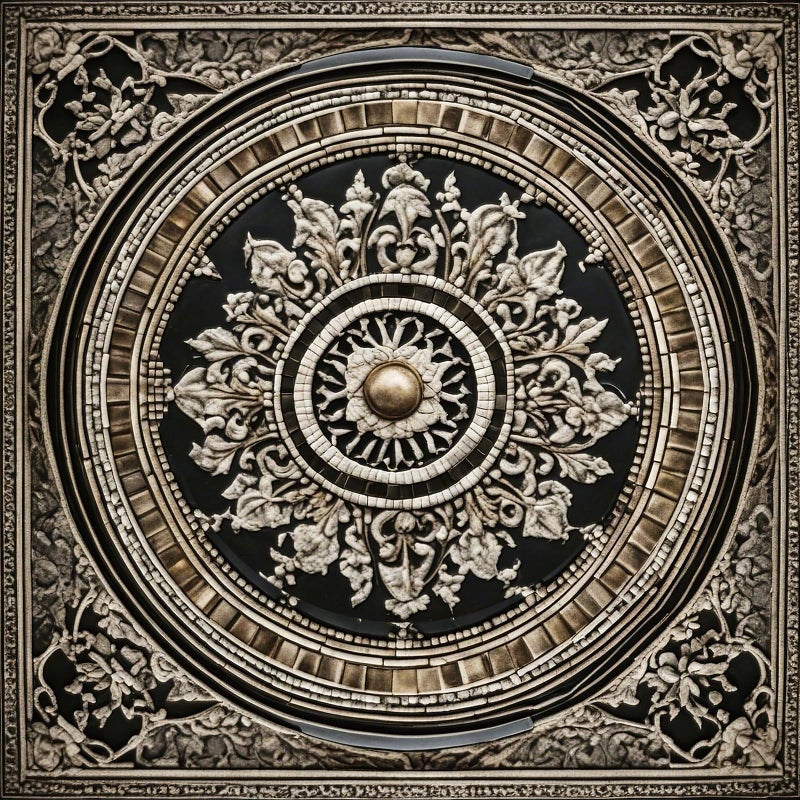 ReWallpaper 175inx23ft Distressed Ceiling Wallpaper Peel and Stick Faux Metal Rococo Mandala Decorative Antique Bronze Tin Ceiling Tiles Removable Vinyl for Bedroom Living Room Stairway Laundry Room - Image 2