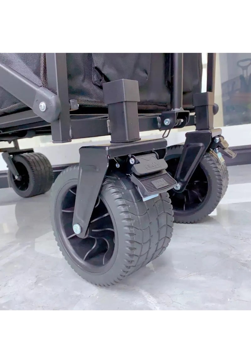 Outdoor.Market Heavy-Duty Folding Trolley Wagon Cart – 360° All-Terrain Big Wheels, High Capacity (190kg Max) & Portable Utility for Beach, Camping, Shopping & Outdoor Adventures  - Image 4