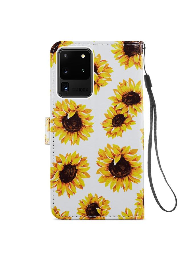 اس-توب جراب لهاتف Samsung Galaxy S20 Ultra، جراب جلدي أفقي قابل للطي بنمط مرسوم مع حامل وفتحات للبطاقات وإطار للصور - Image 3