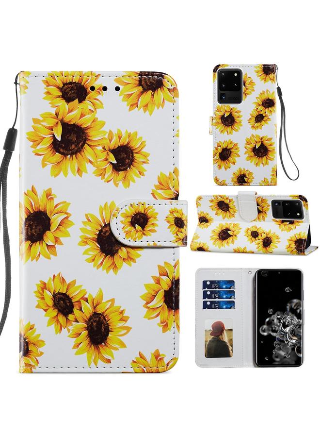 اس-توب جراب لهاتف Samsung Galaxy S20 Ultra، جراب جلدي أفقي قابل للطي بنمط مرسوم مع حامل وفتحات للبطاقات وإطار للصور - Image 1