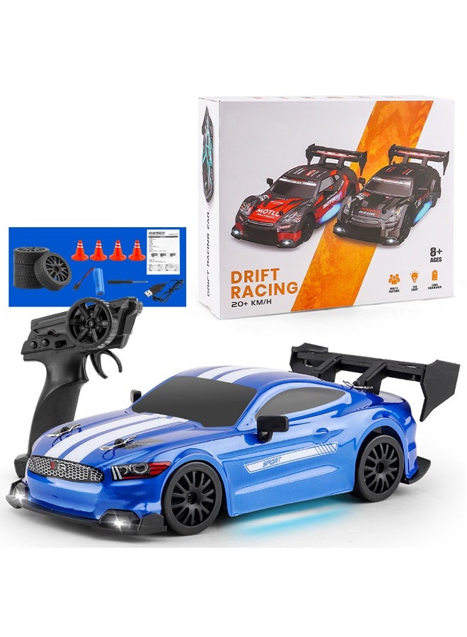 RC Drift Car - 2.4GHz 4WD Remote Control Sport Racing Vehicle with LED Lights, Drift Tires & Rechargeable Batteries - On-Road High-Speed RC Car Toy for Adults, Boys & Girls Ages 8+ - Ideal Gift for Racing Enthusiasts - Image 2