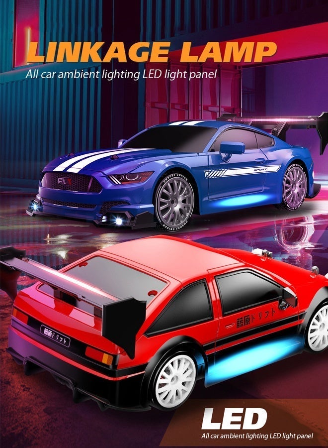 RC الانجراف سيارة - 2.4GHz 4WD التحكم عن بعد سيارة سباقات الرياضة مع أضواء LED، الإطارات الانجراف والبطاريات القابلة لإعادة الشحن - على الطريق عالية السرعة RC لعبة السيارة للبالغين والفتيان والبنات أعمار 8 + - هدية مثالية لمحبي السباقات - Image 3
