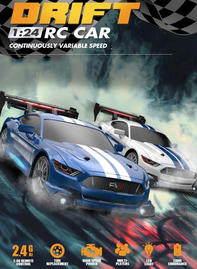 RC الانجراف سيارة - 2.4GHz 4WD التحكم عن بعد سيارة سباقات الرياضة مع أضواء LED، الإطارات الانجراف والبطاريات القابلة لإعادة الشحن - على الطريق عالية السرعة RC لعبة السيارة للبالغين والفتيان والبنات أعمار 8 + - هدية مثالية لمحبي السباقات - Image 2