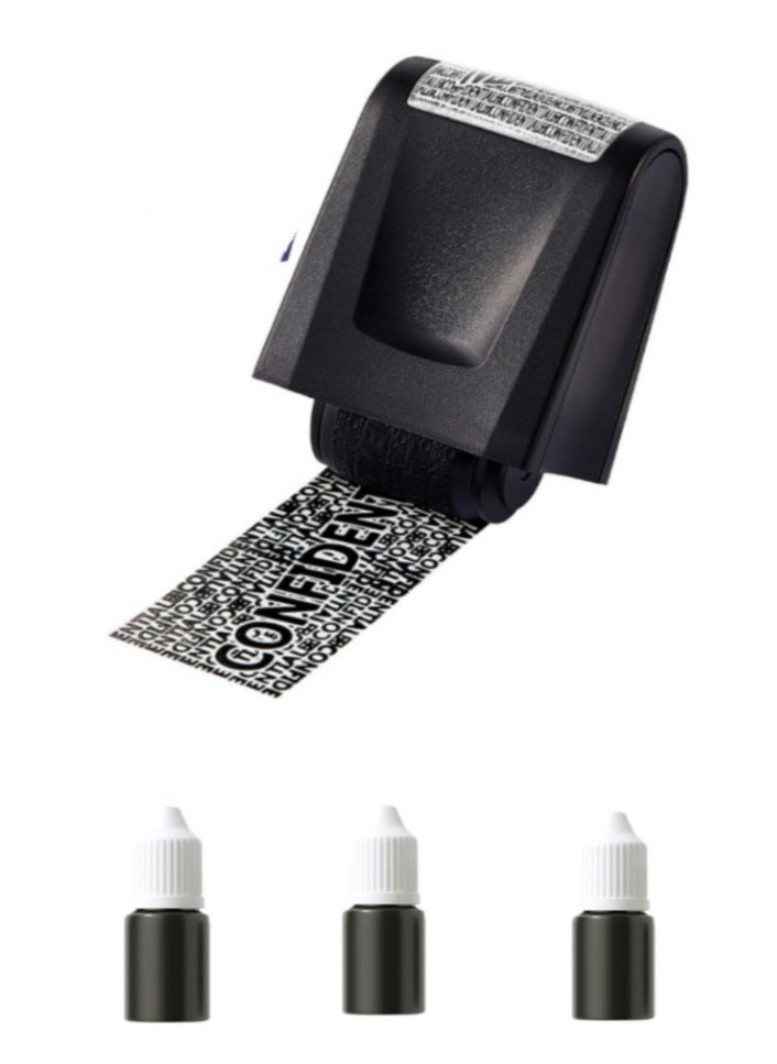OASIS-TH Identity Theft Protection Roller Stamp With 3 Refill Ink Confidential Roller Stamp For Identity Protection  Security Stamps Blocking Out Privacy Information And Guard Your Address And ID  - Image 1