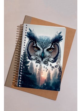 KutuTR Owl Pattern Wooden Mdf Cover 100 Pages Square 15 x 21 Vip Modelist Notebook 80 gr  - Image 4