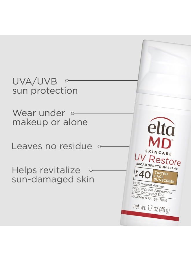 EltaMD UV Restore Tinted Sunscreen for Face SPF 40, Tinted Mineral Sunscreen for Sun Damaged Skin Repair Face, Anti Aging Zinc Oxide Moisturizer Formula, 1.7 oz - Image 3