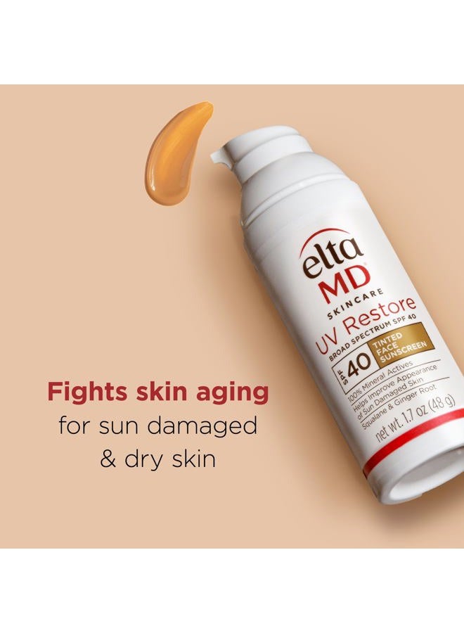 EltaMD UV Restore Tinted Sunscreen for Face SPF 40, Tinted Mineral Sunscreen for Sun Damaged Skin Repair Face, Anti Aging Zinc Oxide Moisturizer Formula, 1.7 oz - Image 2