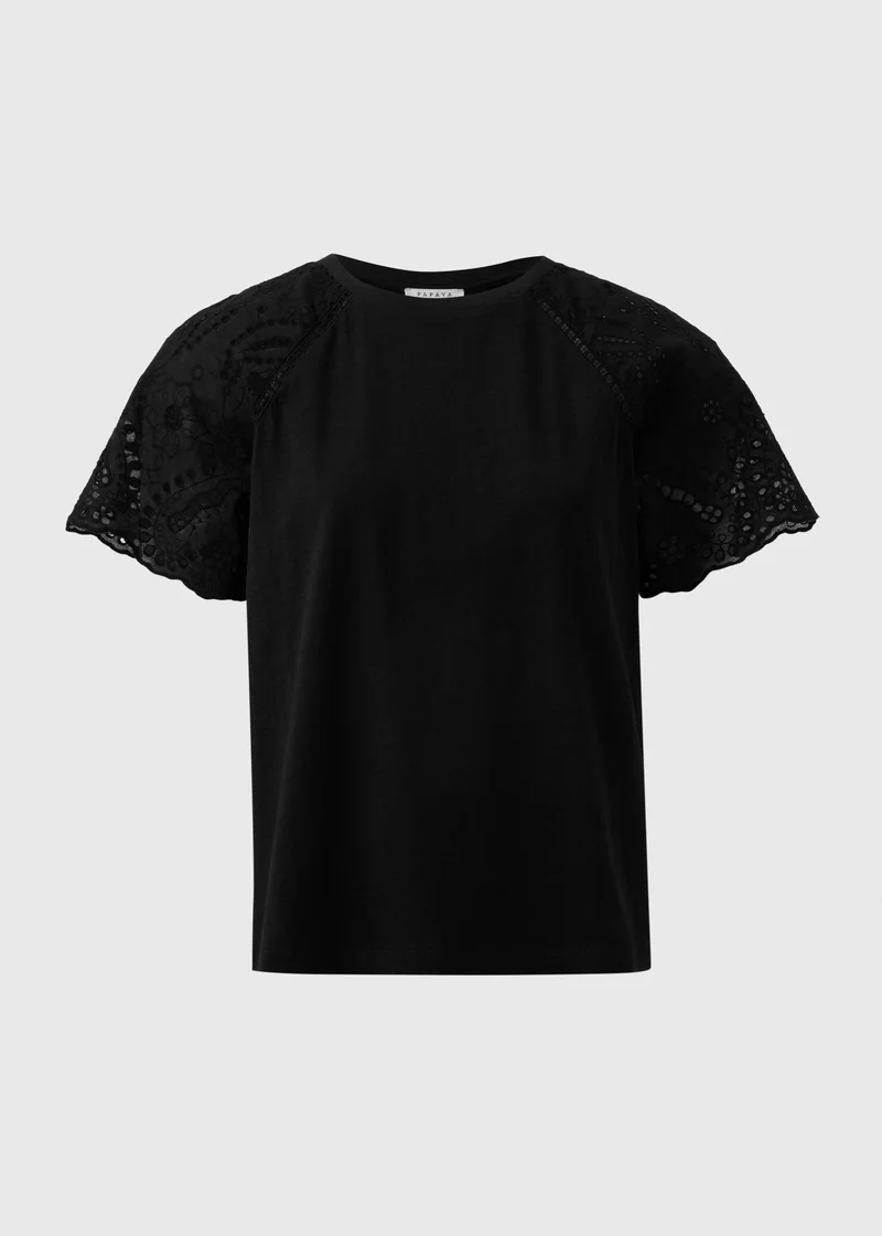 Matalan Black Broderie Raglan Sleeve T-Shirt