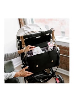 TWELVElittle TWELVElittle - Stroller Diaper Bag Caddy With Free Stroller Clips And Changing Mat - Black/Tan  - Image 5