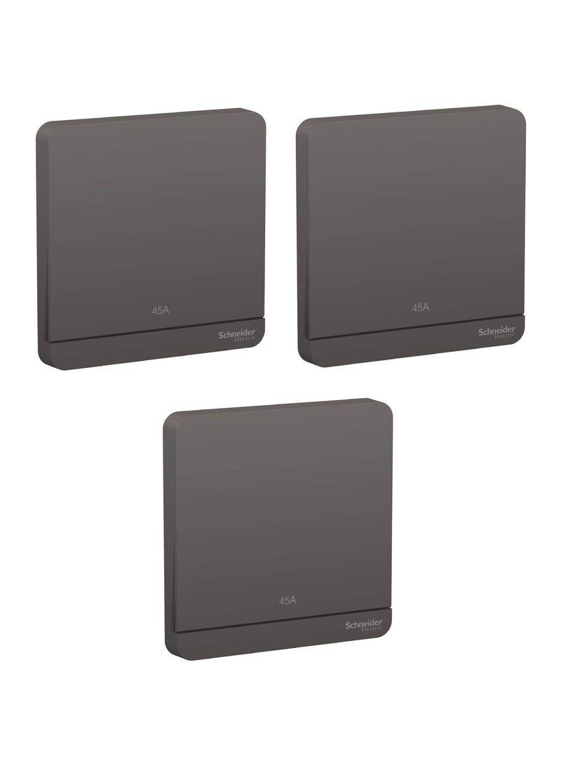 Schneider Electric AvatarOn E8331D45N_DG 45Amps Double Pole Switch with LED 250V Dark Grey - Pack of 3