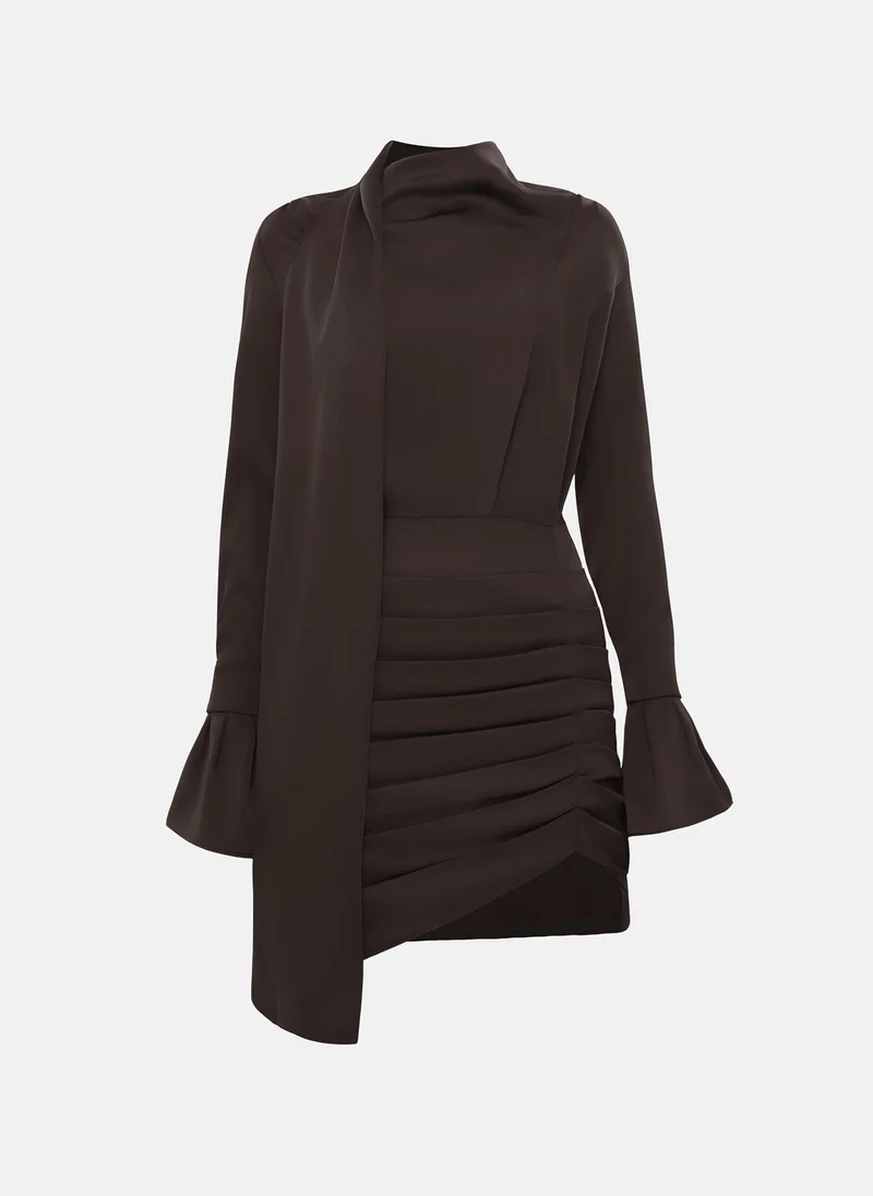Lichi  Flowing mini dress with a decorative scarf for Women | Best Price UAE