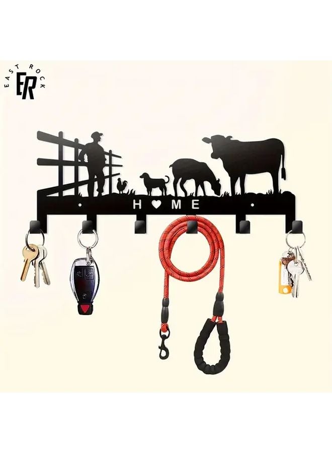 Black Farmhouse Wall Hook Key Holder For Keys Hats Bags Country Style Garage Entryway Decor - Image 2