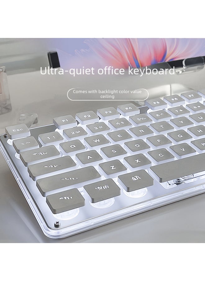 Generic Gx710 Wired Silent Keyboard Comfortable Mechanical Feel Suitable For Gaming Office Environments-Color:[Wired Mute Single Keyboard] Metal Black-White Light  - Image 2