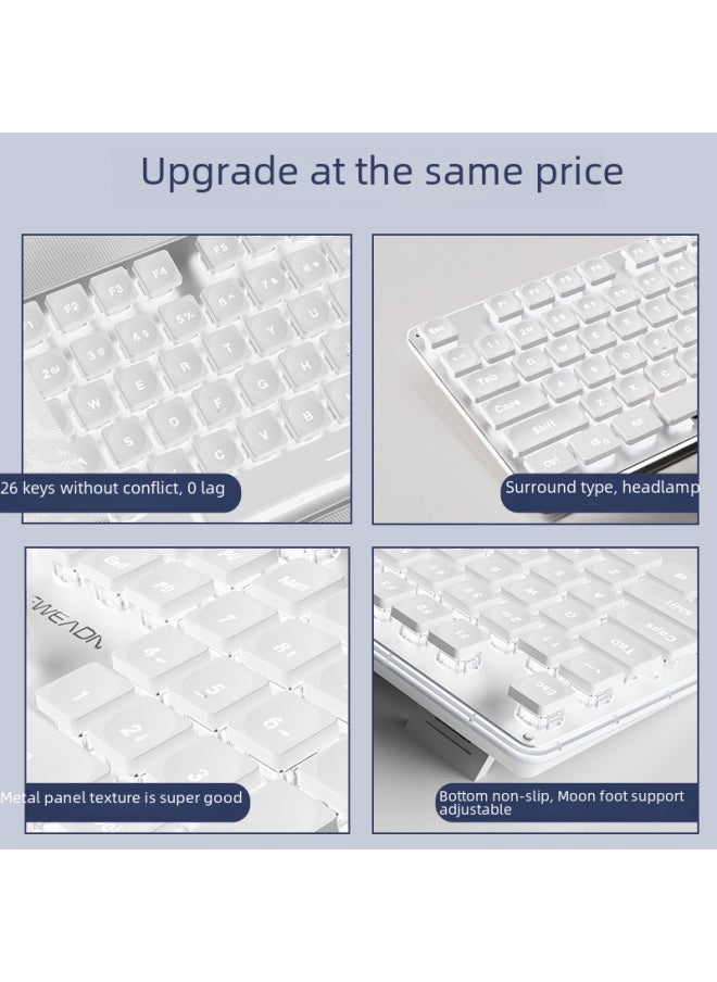 Generic Gx710 Wired Silent Keyboard Comfortable Mechanical Feel Suitable For Gaming Office Environments-Color:[Wired Mute Single Keyboard] Metal Black-White Light  - Image 4