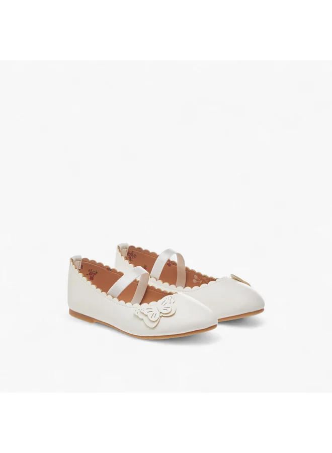 فلورا بيلا من شو إكسبرس Girls Butterfly Applique Ballerina Shoes with Elasticated Strap
