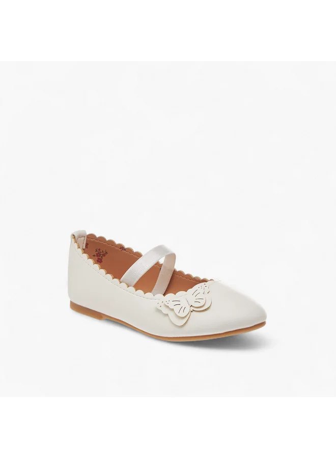 فلورا بيلا من شو إكسبرس Girls Butterfly Applique Ballerina Shoes with Elasticated Strap