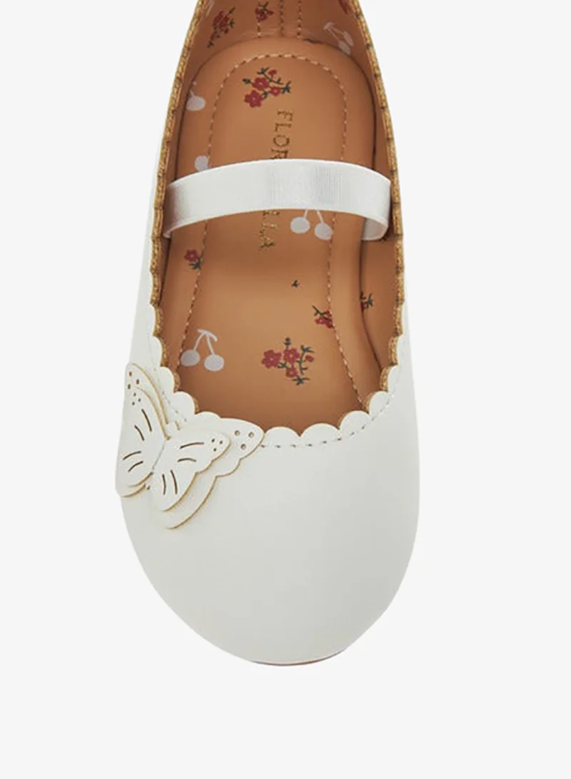 Flora Bella By Shoexpress Girls Butterfly Applique Ballerina Shoes with Elasticated Strap